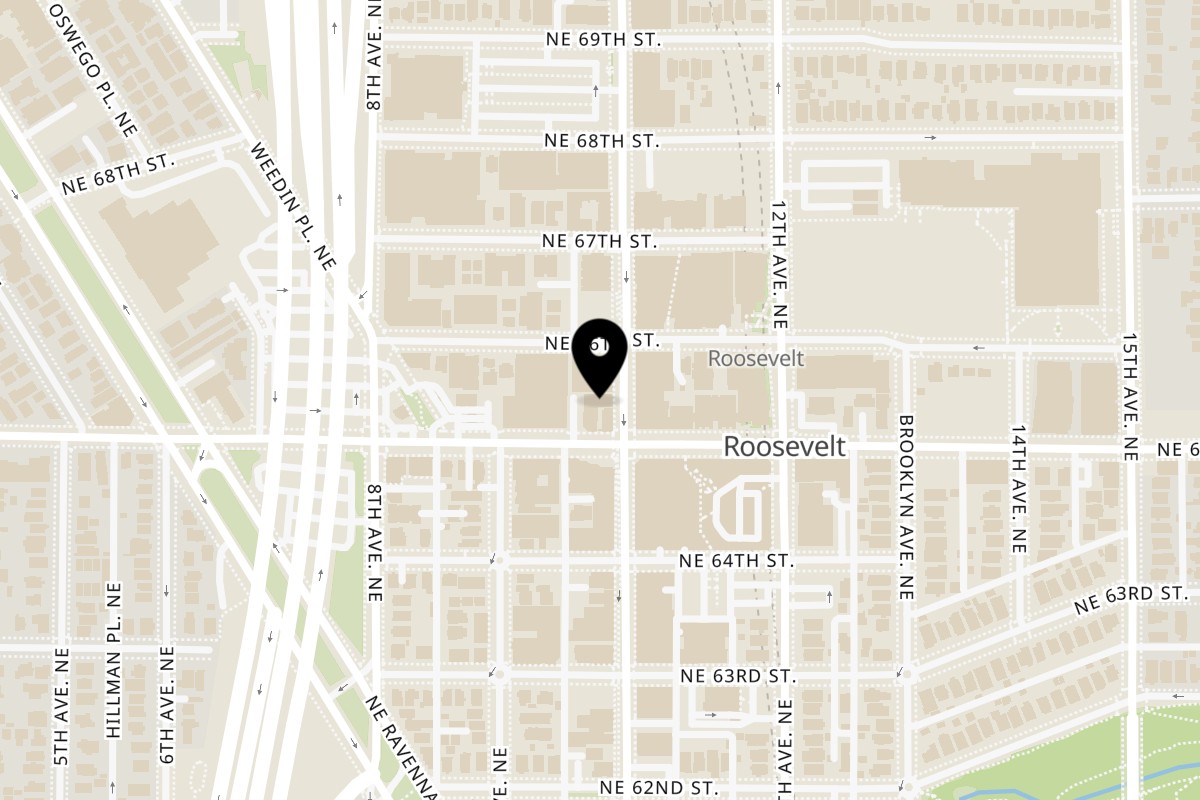 Map showing the location of Bengal Tiger Cuisine Of India on 6509 Roosevelt Way NE in Seattle
